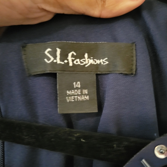 S.L. Fashions Navy Blue Tiered Mini Formal Party Dress. Size 14 - Picture 8 of 10